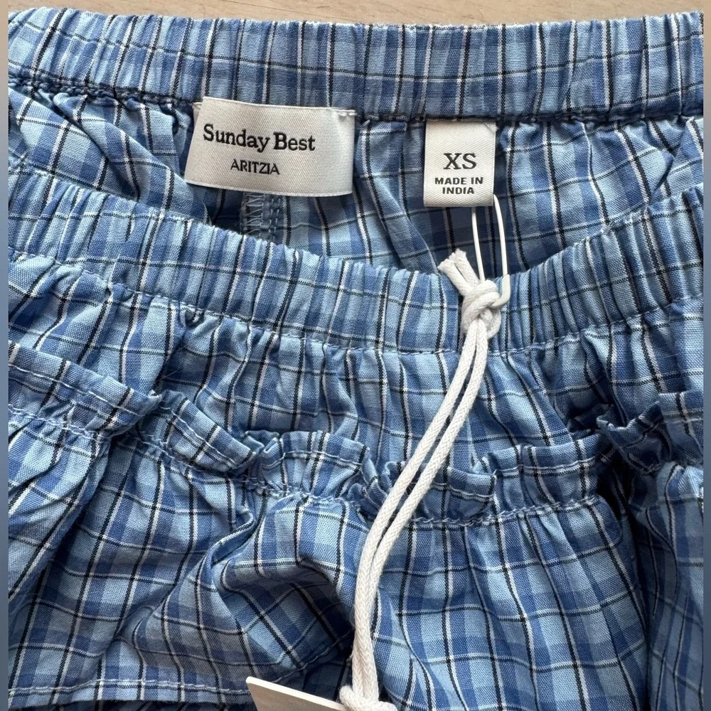 NWT Aritzia Blue Theo poplin Tiered Mini Skirt size xs - Picture 10 of 12